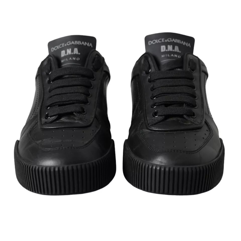 Dolce &amp; Gabbana Black Leather Low Top Sneakers Men Shoes