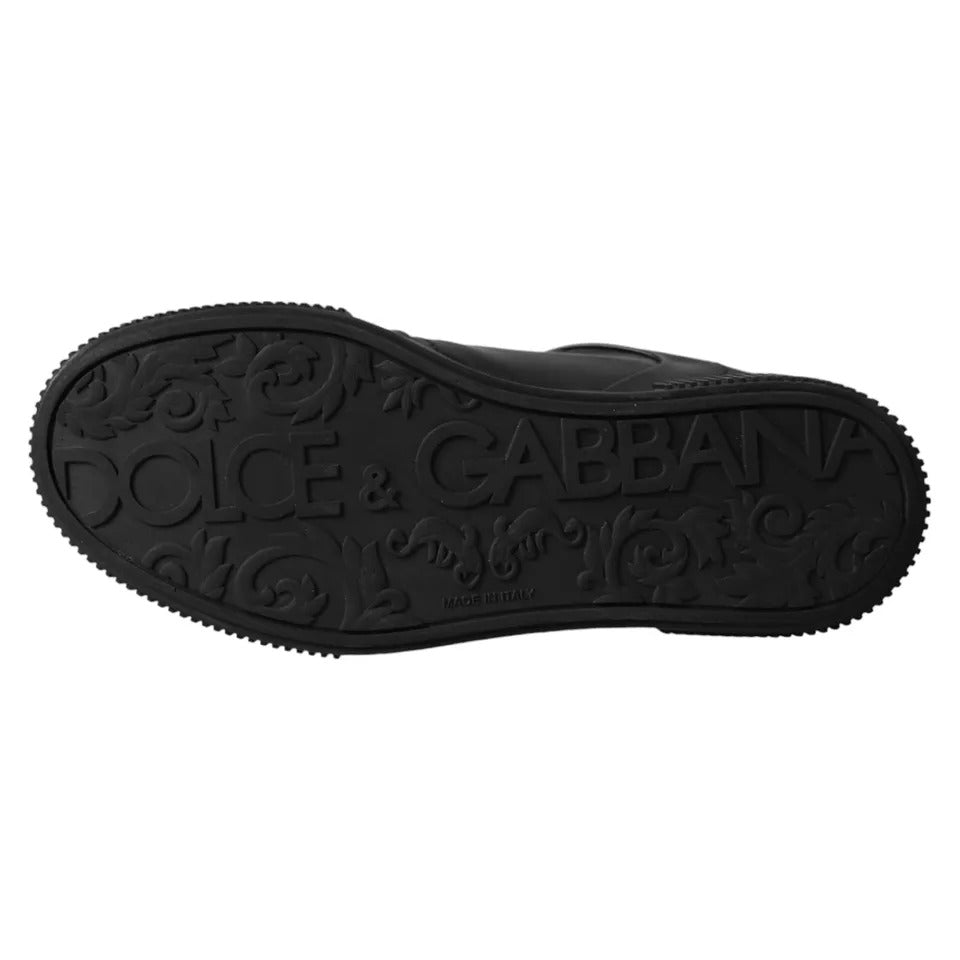 Dolce &amp; Gabbana Black Leather Low Top Sneakers Men Shoes