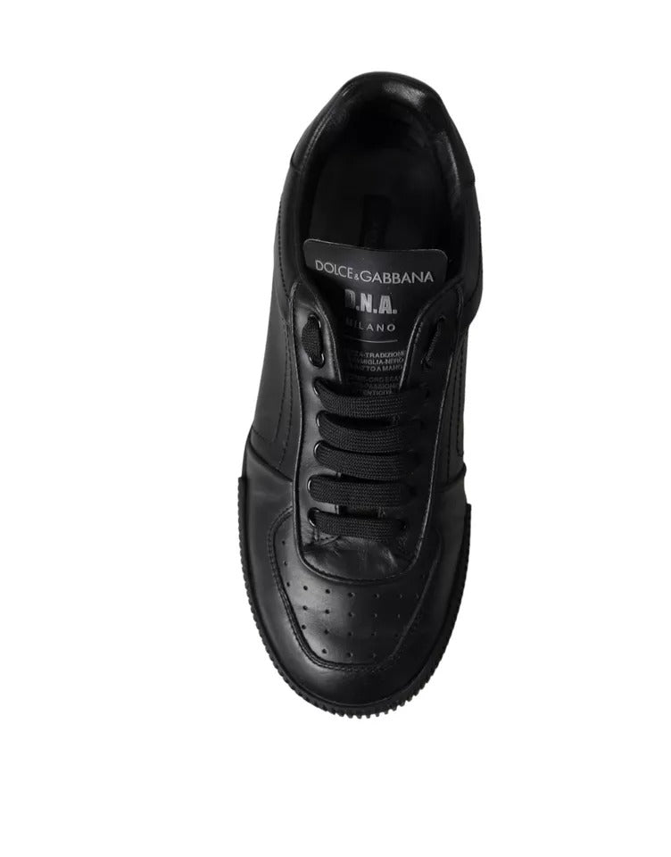 Dolce &amp; Gabbana Black Leather Low Top Sneakers Men Shoes