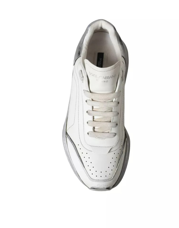 Dolce &amp; Gabbana White Silver Daymaster Low Top Sneakers Shoes