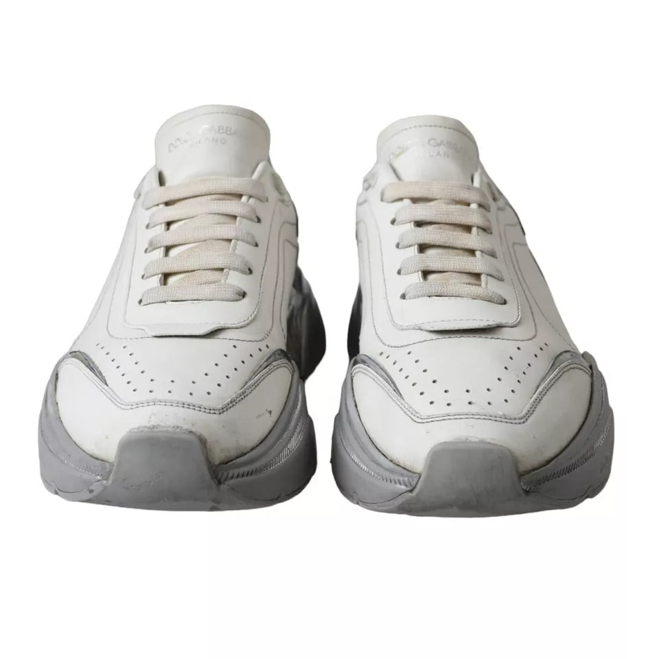 Dolce &amp; Gabbana White Silver Daymaster Low Top Sneakers Shoes