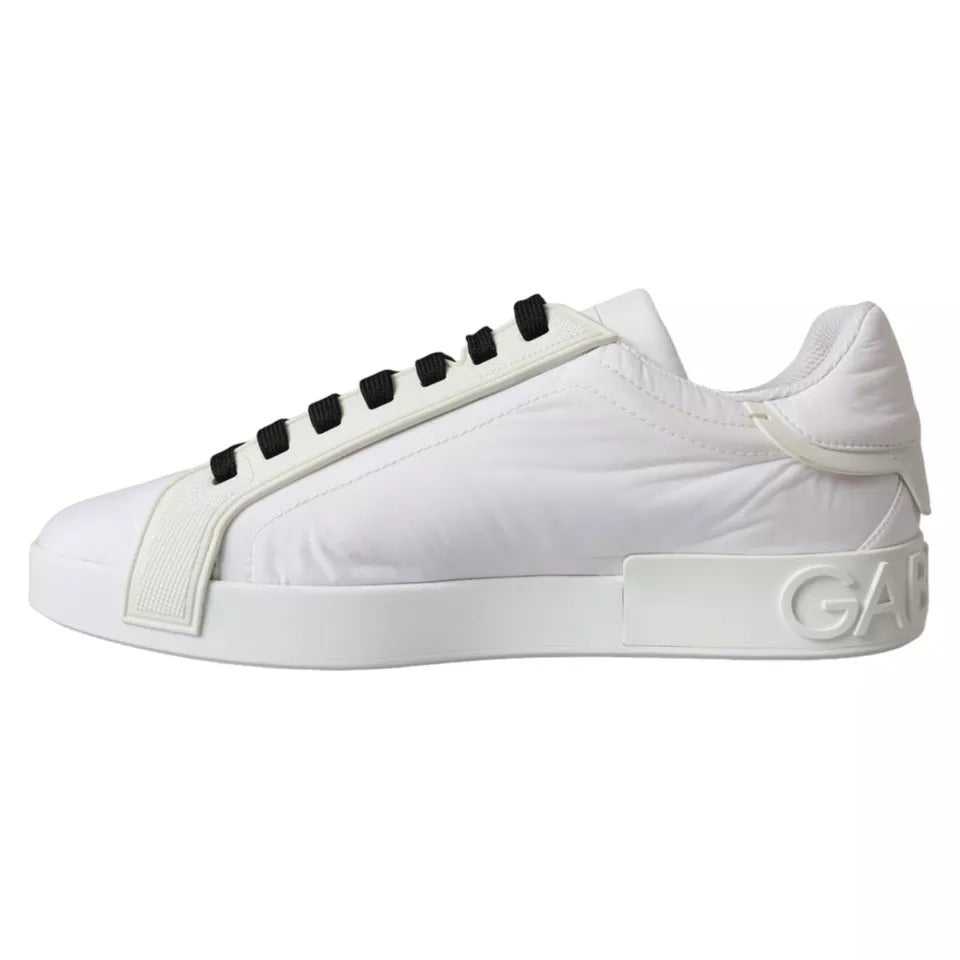 Dolce &amp; Gabbana White Portofino Logo Low Top Trainers Sneakers Shoes