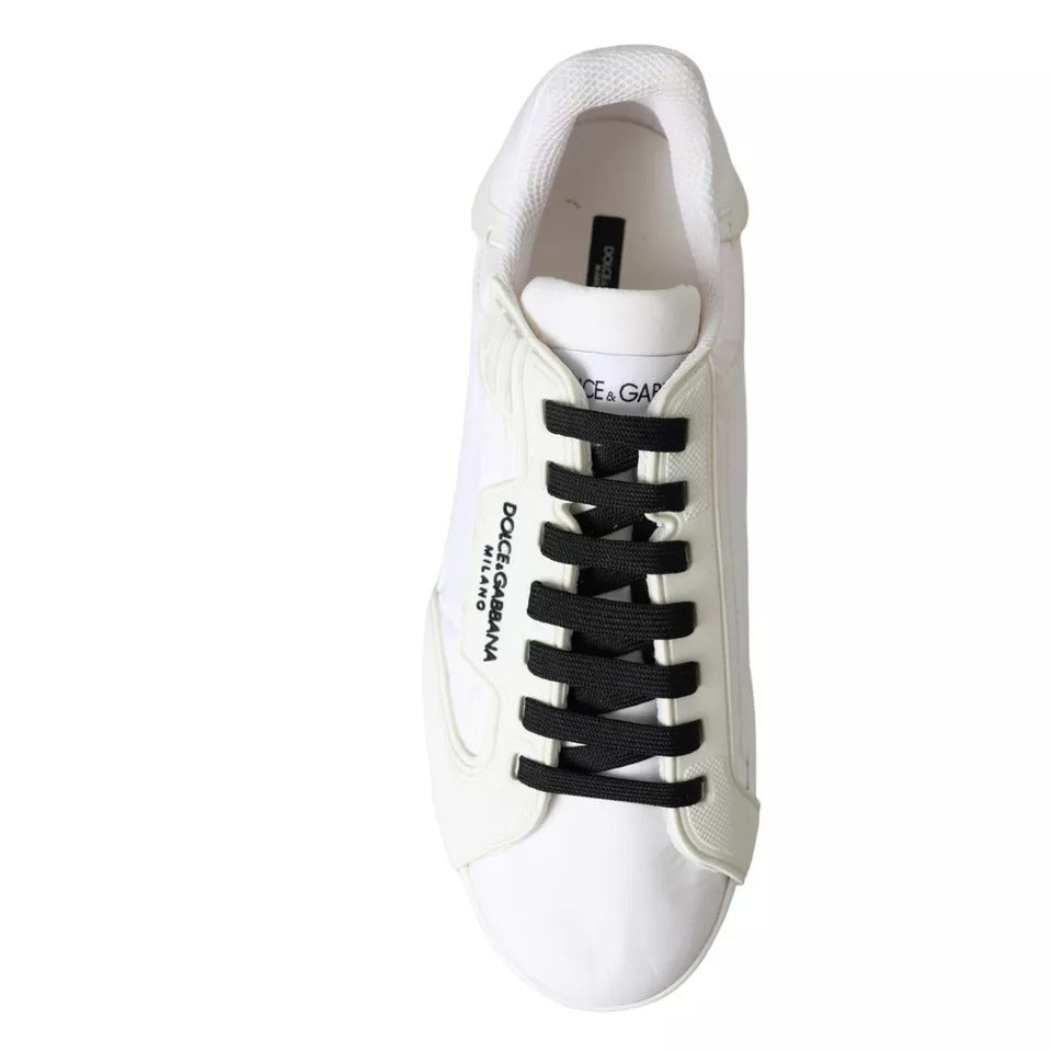 Dolce &amp; Gabbana White Portofino Logo Low Top Trainers Sneakers Shoes