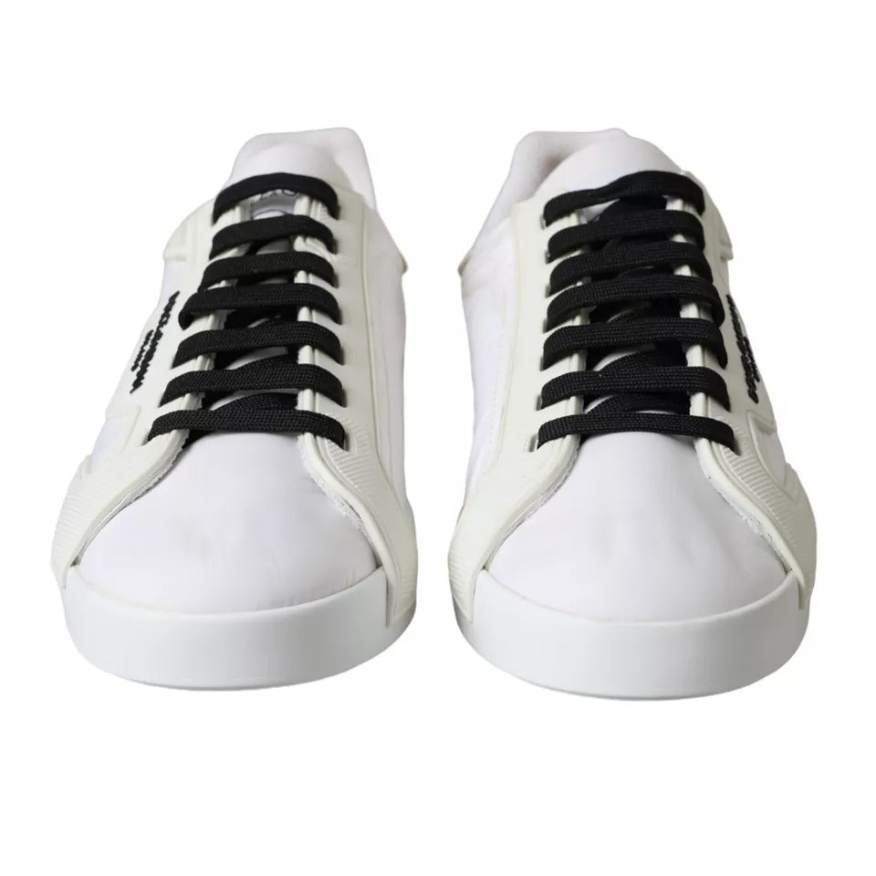 Dolce &amp; Gabbana White Portofino Logo Low Top Trainers Sneakers Shoes