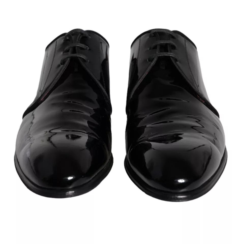 Dolce &amp; Gabbana Black Patent Leather Derby Men's Dress Shoes