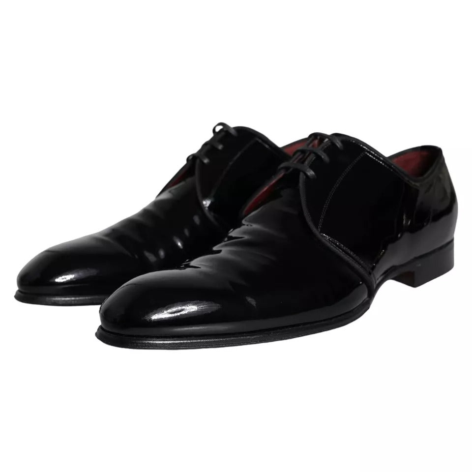 Dolce &amp; Gabbana Black Patent Leather Derby Men's Dress Shoes