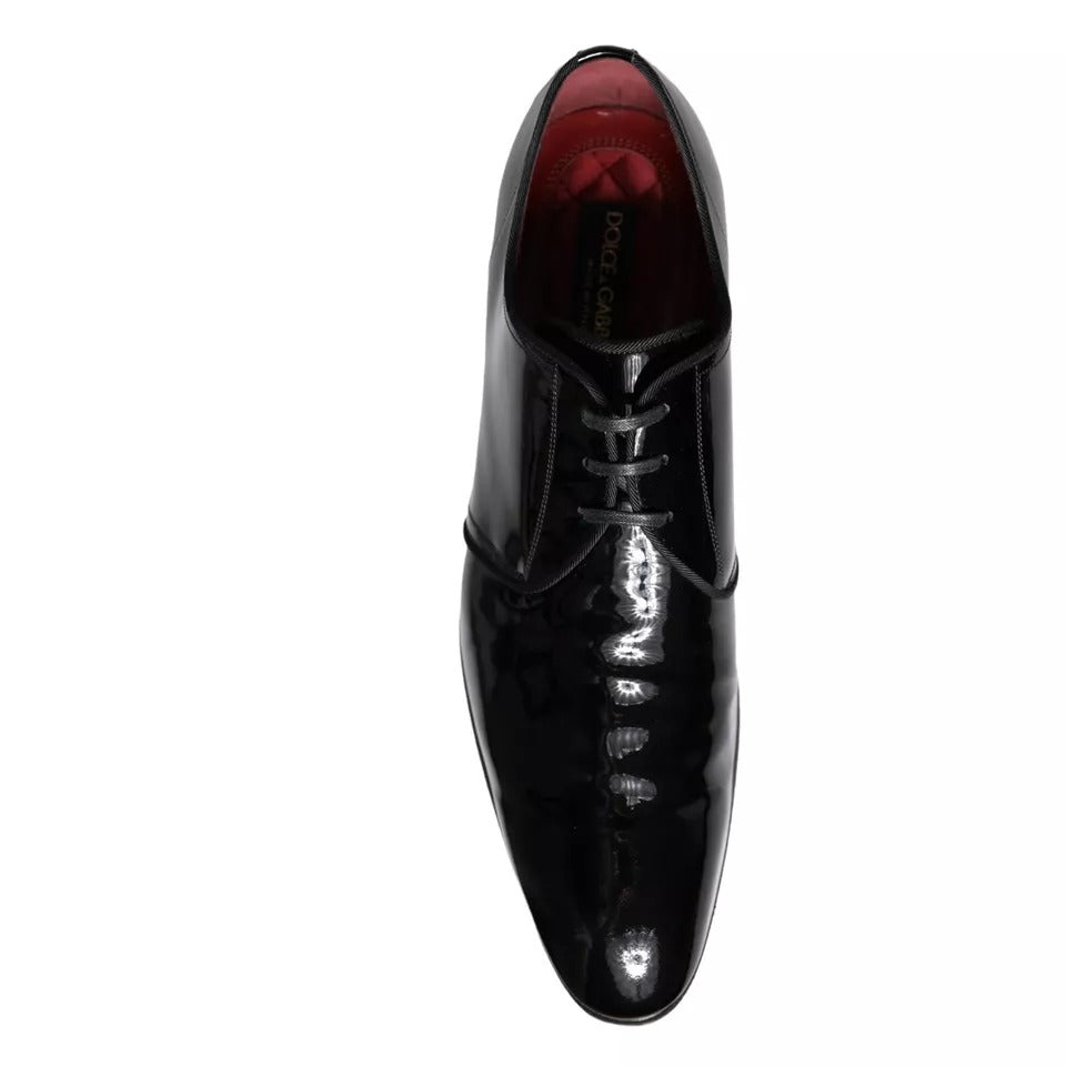 Dolce &amp; Gabbana Black Patent Leather Derby Men's Dress Shoes