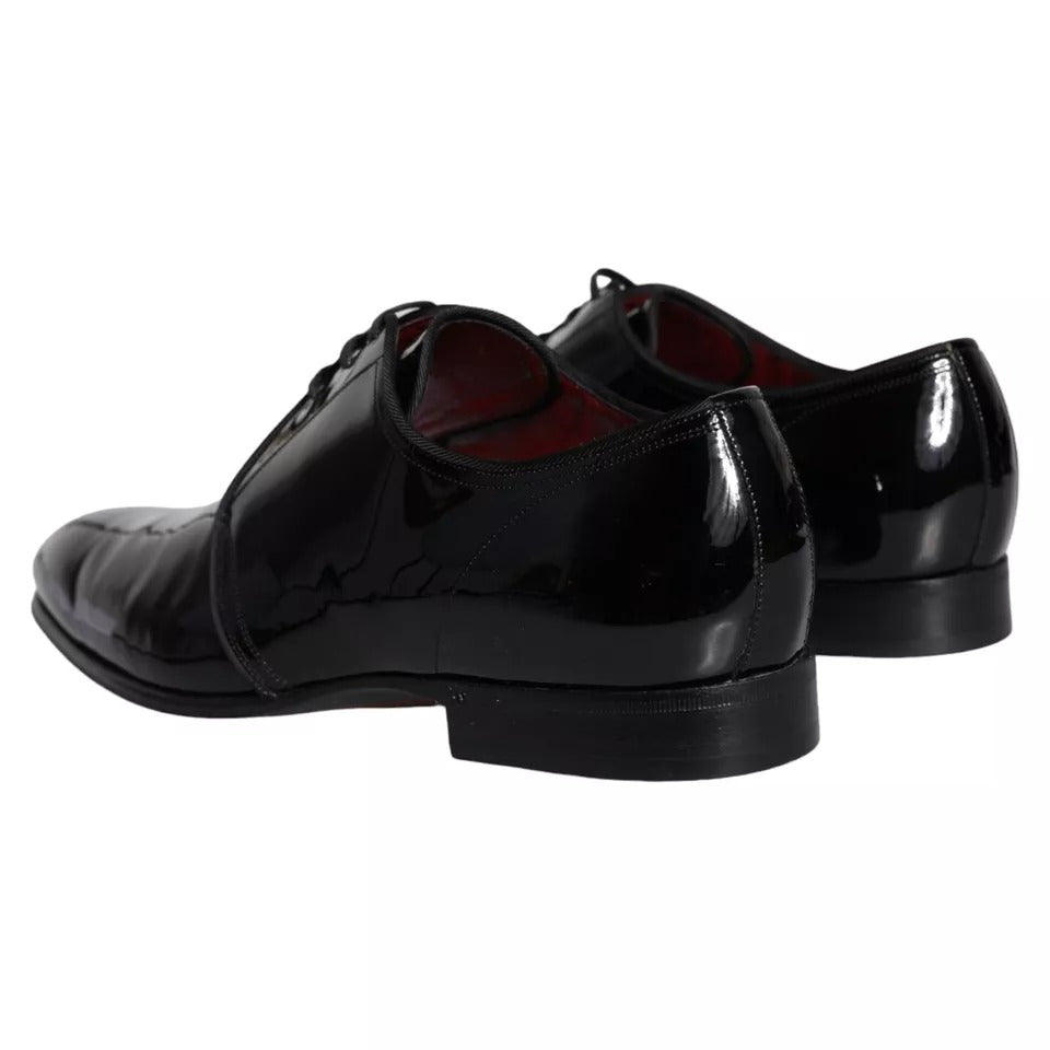 Dolce &amp; Gabbana Black Patent Leather Derby Men's Dress Shoes