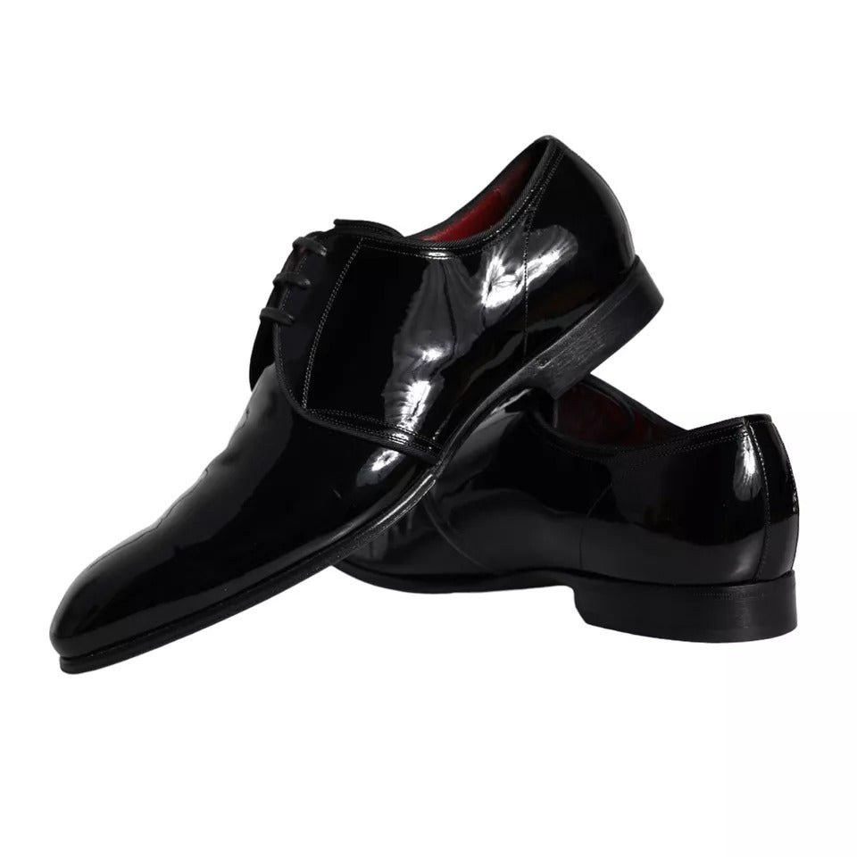 Dolce &amp; Gabbana Black Patent Leather Derby Men's Dress Shoes