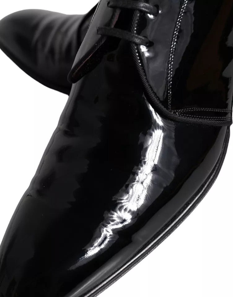 Dolce &amp; Gabbana Black Patent Leather Derby Men's Dress Shoes