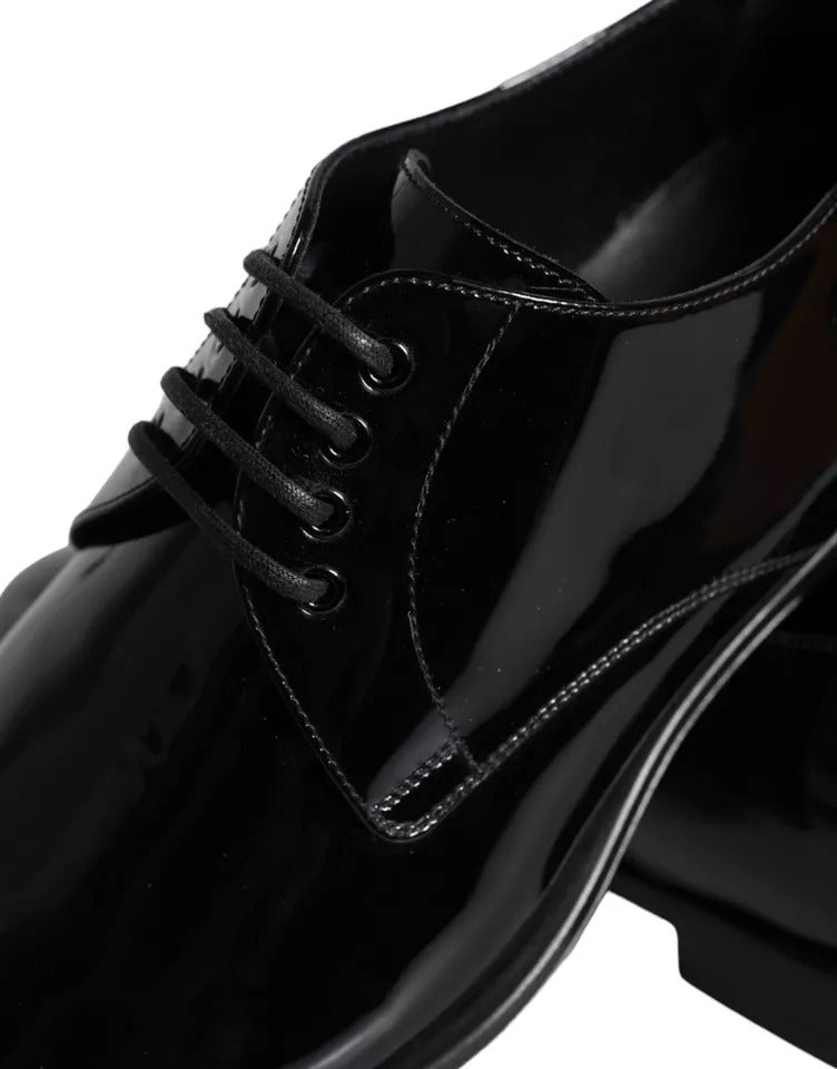 Dolce &amp; Gabbana Black Patent Leather Derby Shoes for Formal Occasions