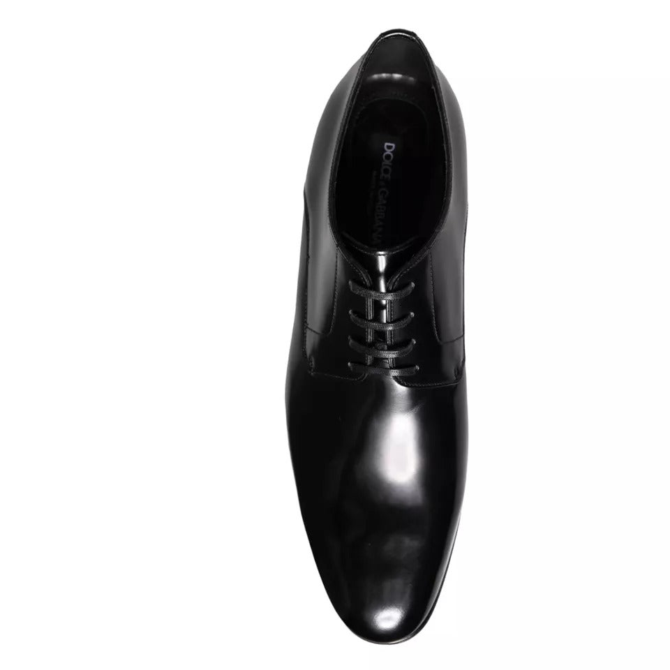 Dolce &amp; Gabbana Black Calfskin Derby Men Dress Shoes