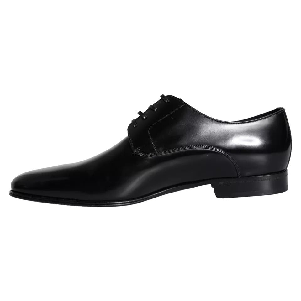 Dolce &amp; Gabbana Black Calfskin Derby Men Dress Shoes