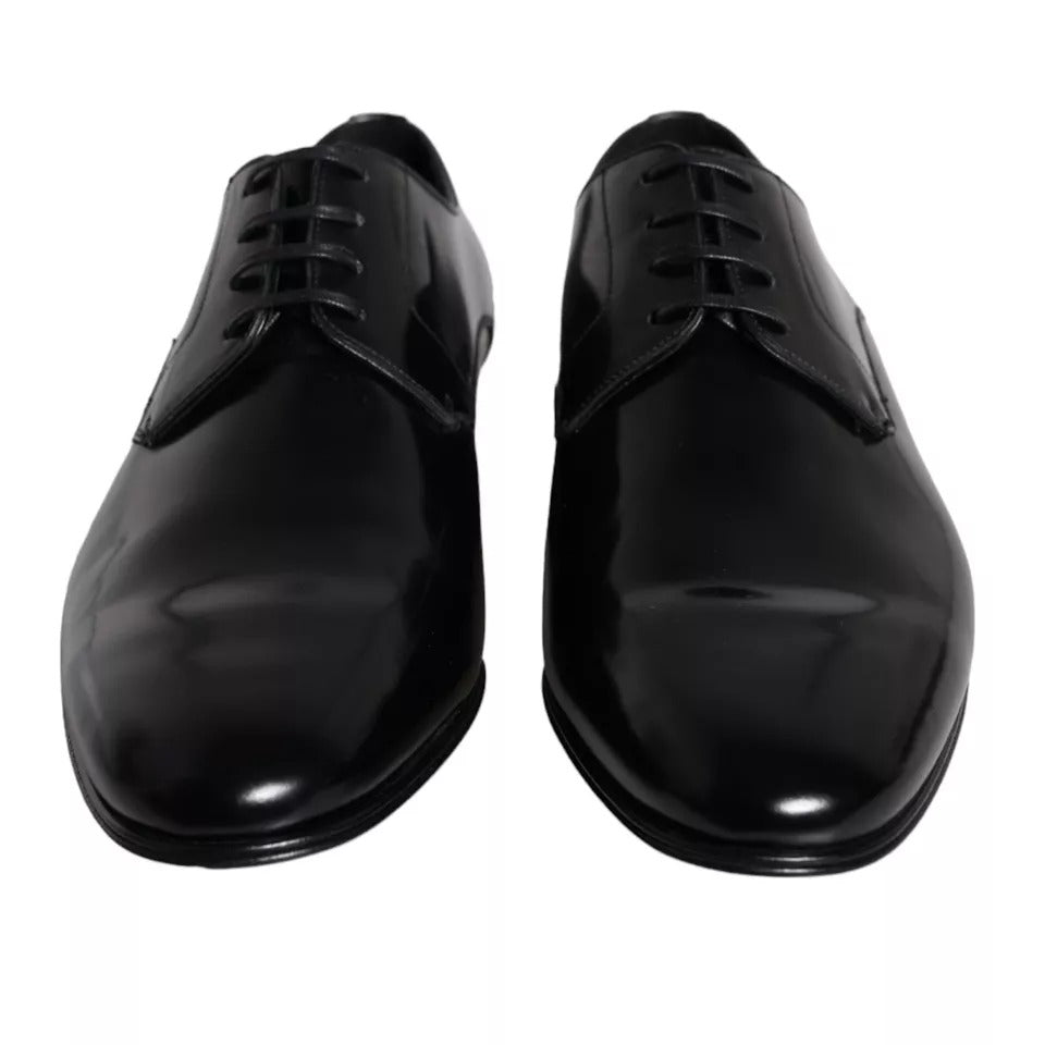 Dolce &amp; Gabbana Black Calfskin Derby Men Dress Shoes