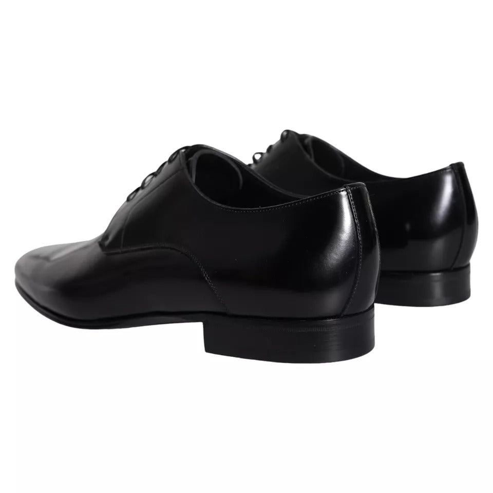 Dolce &amp; Gabbana Black Calfskin Derby Men Dress Shoes