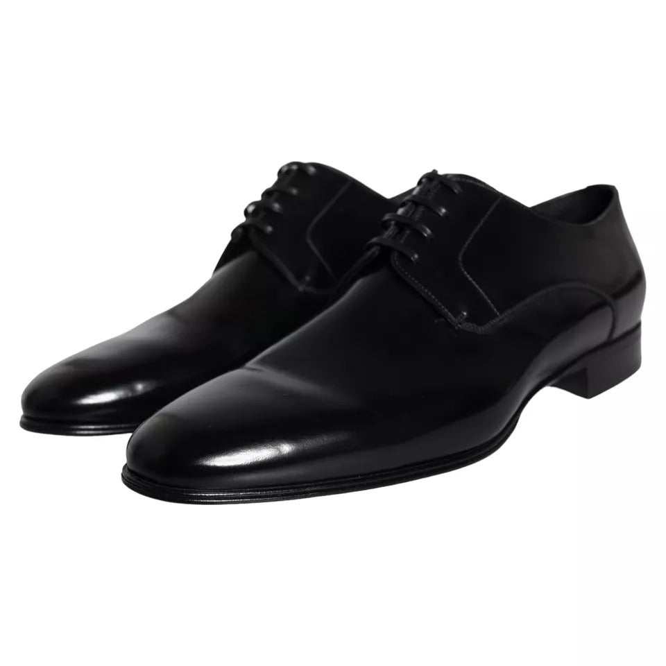 Dolce &amp; Gabbana Black Calfskin Derby Men Dress Shoes