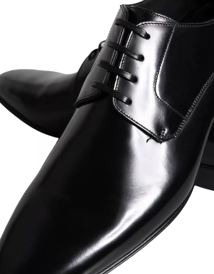 Dolce &amp; Gabbana Black Calfskin Derby Men Dress Shoes