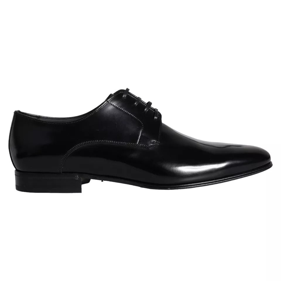 Dolce &amp; Gabbana Black Calfskin Derby Men Dress Shoes