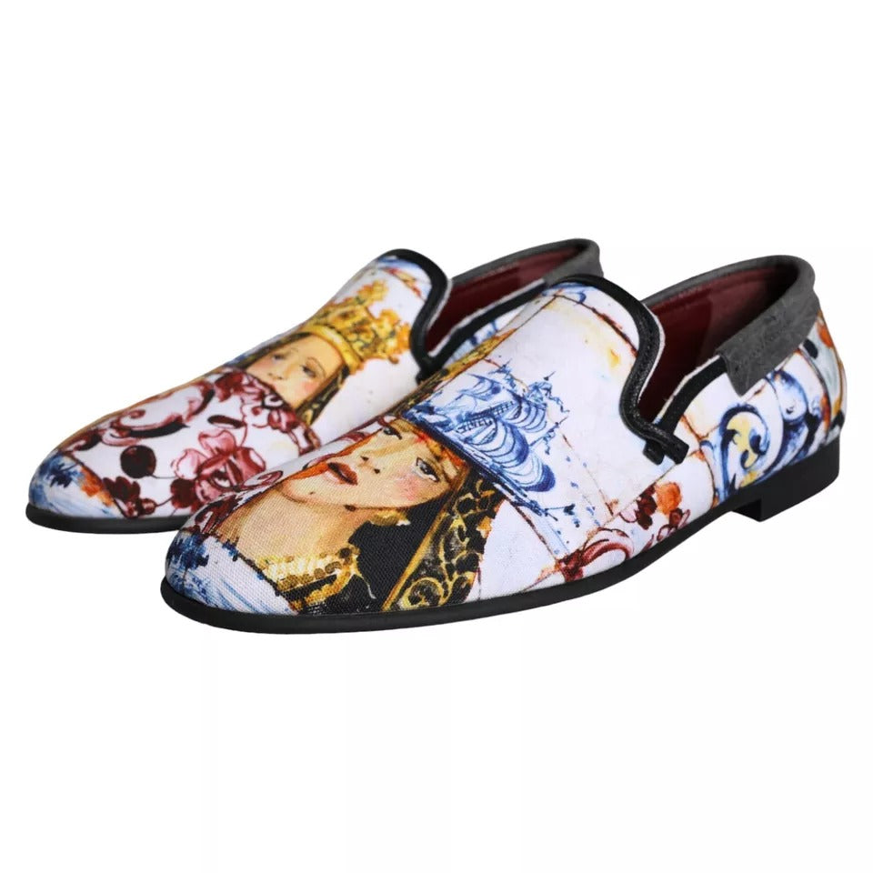 Dolce &amp; Gabbana Multicolor Madonna Majolica Amalfi Men Loafers Shoes