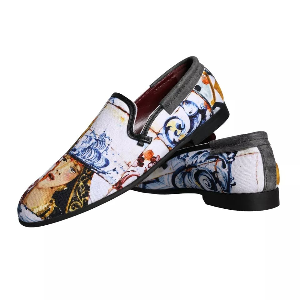 Dolce &amp; Gabbana Multicolor Madonna Majolica Amalfi Men Loafers Shoes