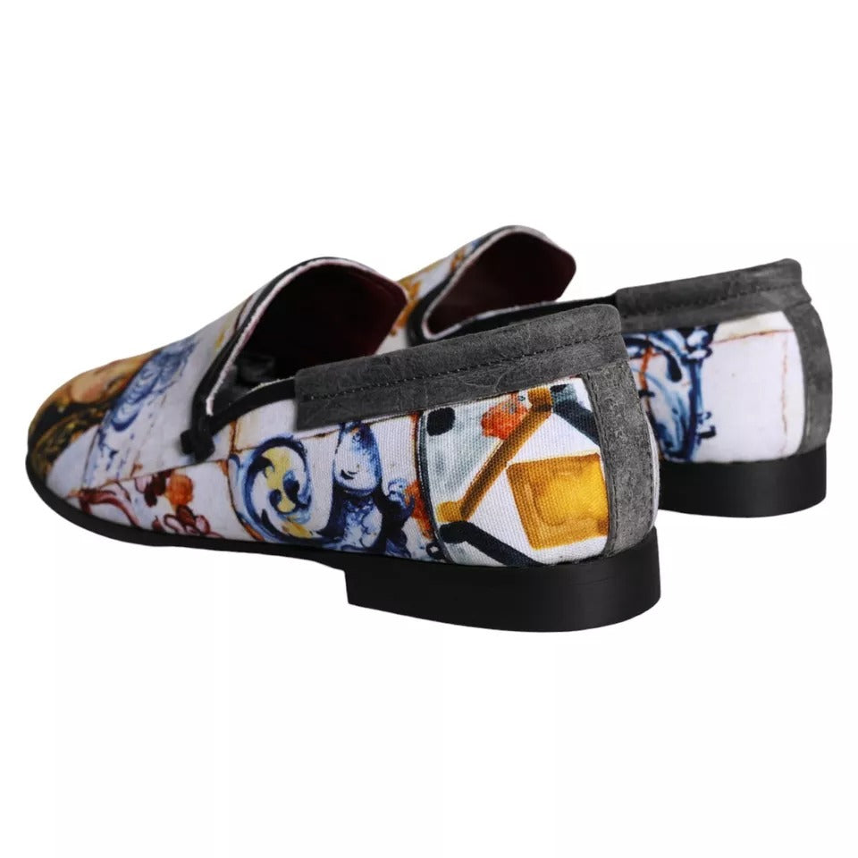 Dolce &amp; Gabbana Multicolor Madonna Majolica Amalfi Men Loafers Shoes