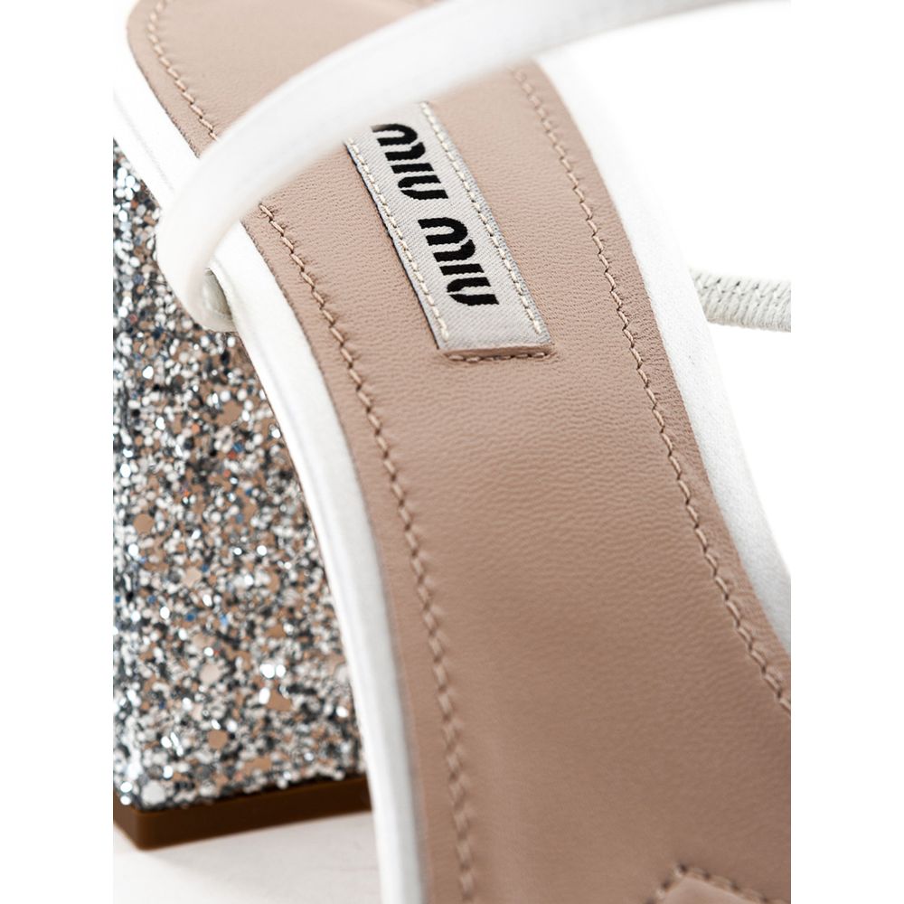 Miu Miu white silk sandal