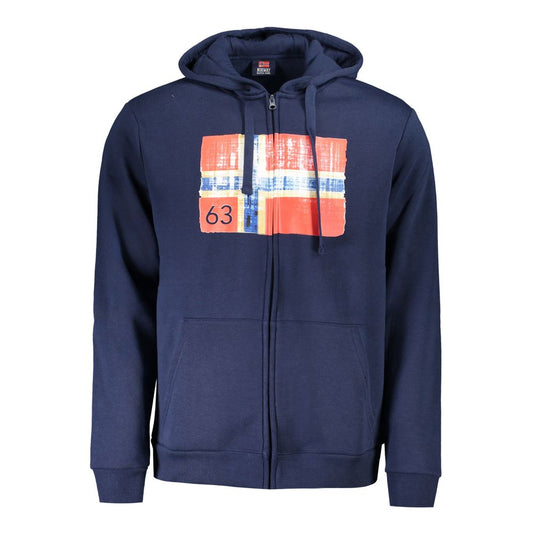 Norway 1963 Blauer Baumwollpullover mit Kapuze für Männer