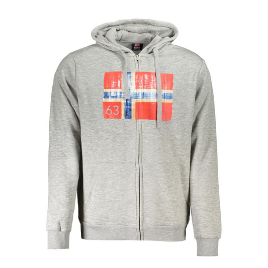 Norway 1963 Grauer Baumwollpullover für Männer mit Kapuze