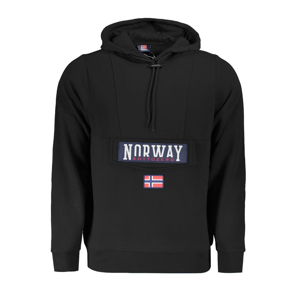 Norway 1963 Schwarzer Baumwollpullover mit Kapuze für Männer