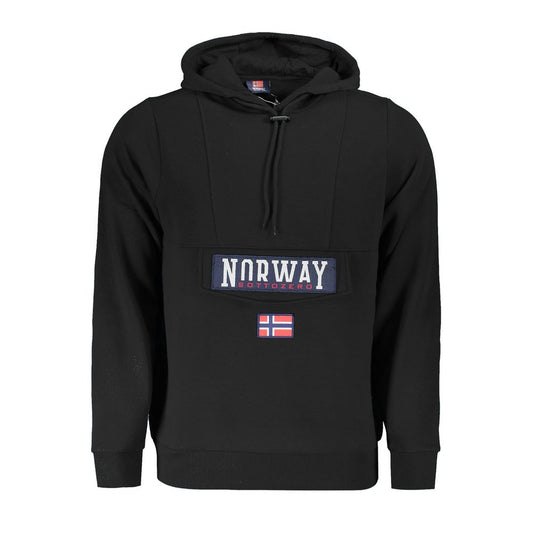 Norway 1963 Schwarzer Baumwollpullover mit Kapuze für Männer