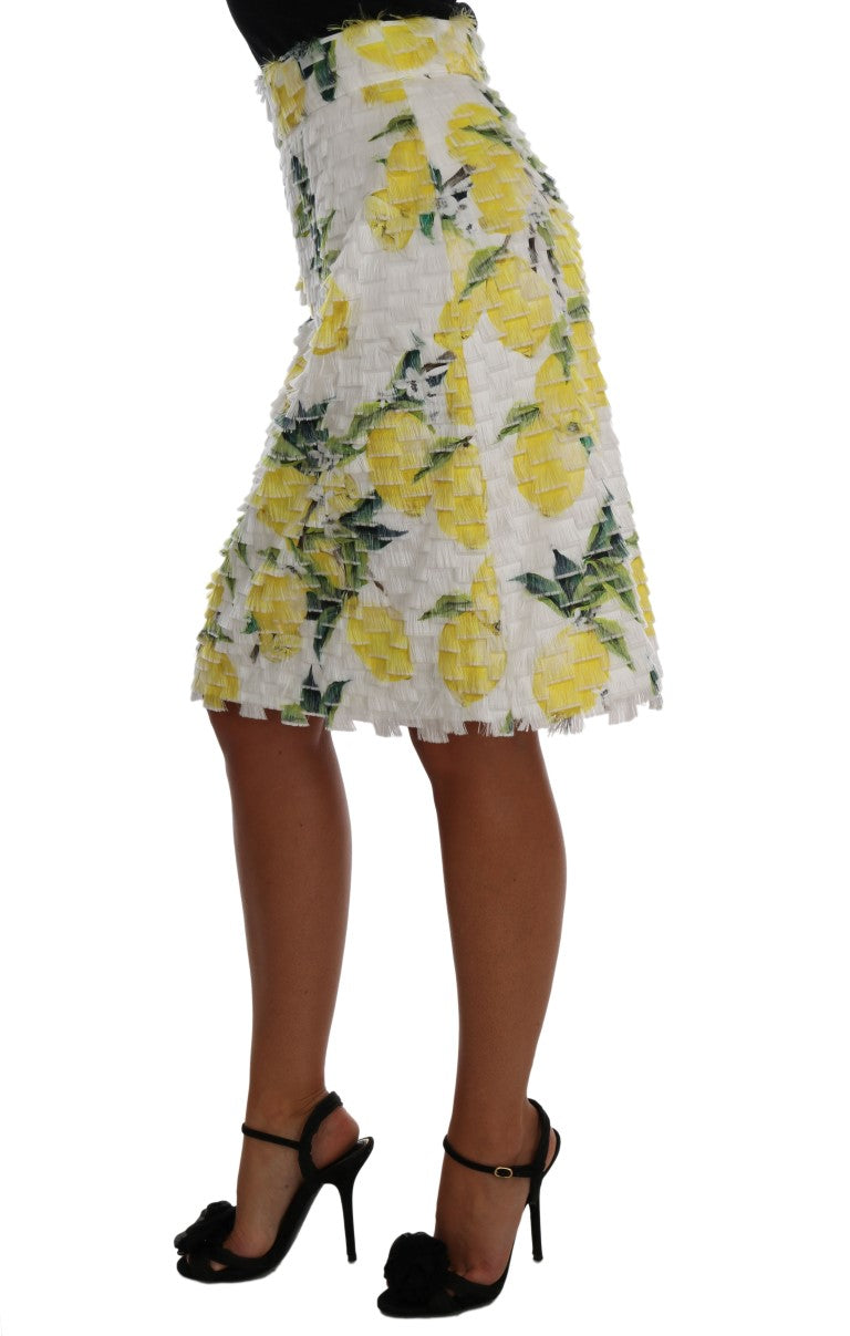 Dolce &amp; Gabbana lemon print fringe pencil skirt