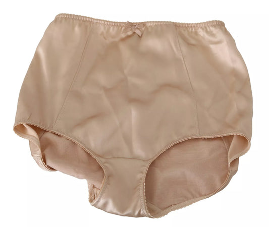 Dolce &amp; Gabbana Beige Flower Logo Stretch Bottoms Underwear