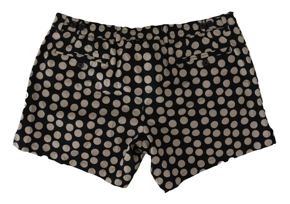 Dolce &amp; Gabbana Black White Polka Dots Cotton Linen Shorts