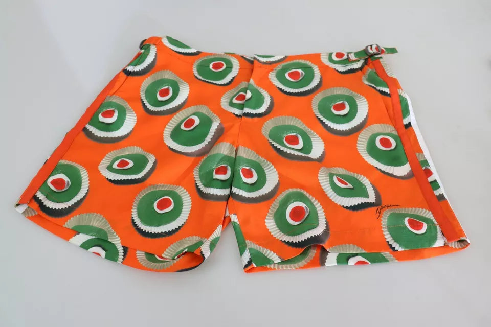 Dolce &amp; Gabbana Orange Cupcake Beachwear Shorts Swimwear