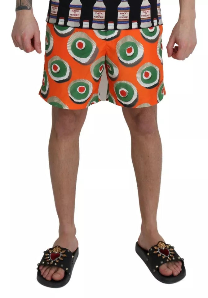 Dolce &amp; Gabbana Orange Cupcake Beachwear Shorts Swimwear