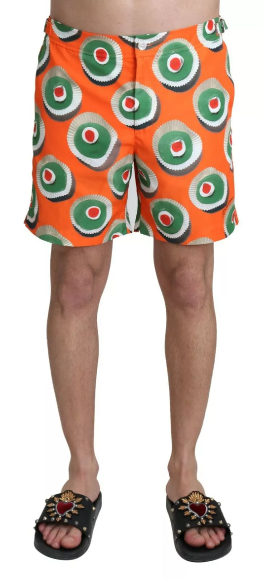 Dolce &amp; Gabbana Orange Cupcake Beachwear Shorts Swimwear