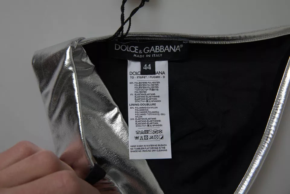 Dolce &amp; Gabbana Silver Polyester Sleeveless Bustier Crop Top