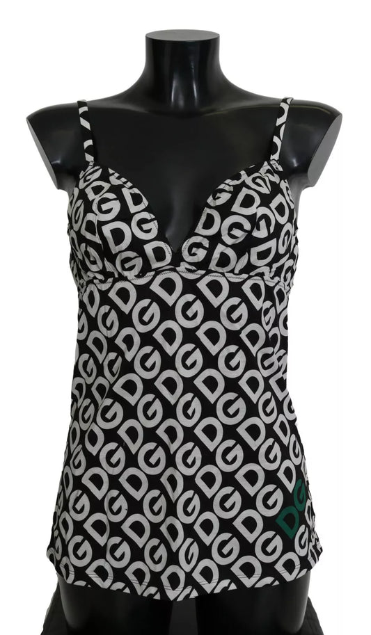 Dolce &amp; Gabbana Black DG Mania Print Sleeveless Swimwear