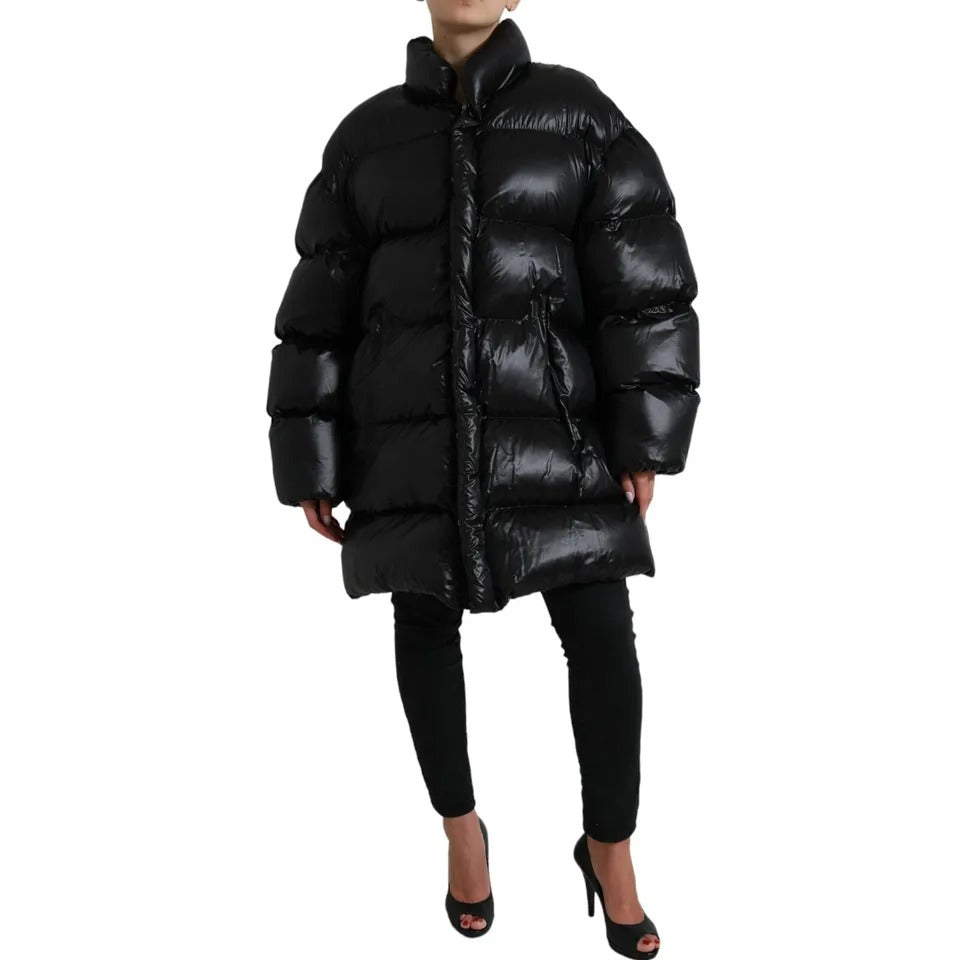 Dolce &amp; Gabbana Black Puffer Quilted Full Zip Coat Jacket