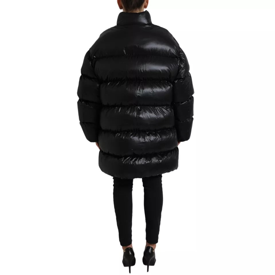 Dolce &amp; Gabbana Black Puffer Quilted Full Zip Coat Jacket