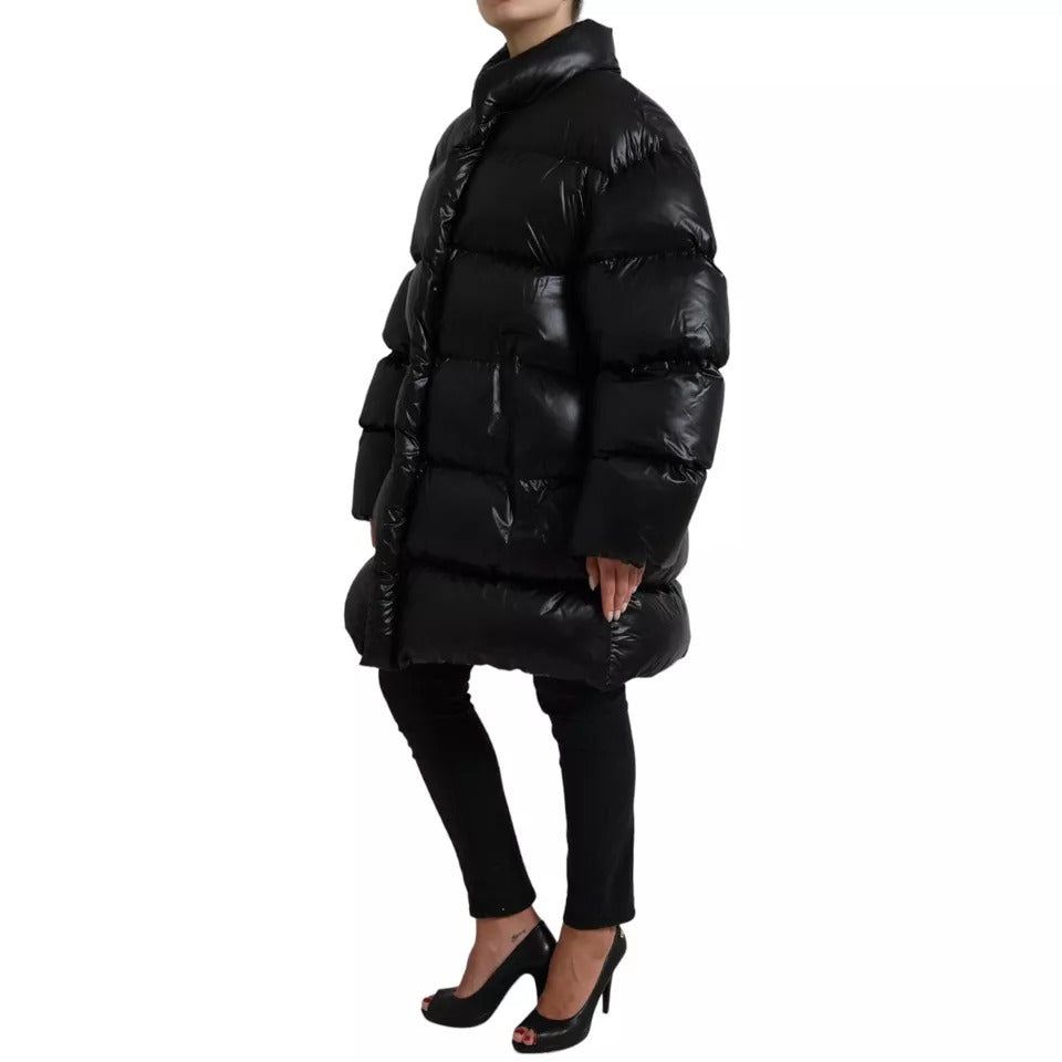 Dolce &amp; Gabbana Black Puffer Quilted Full Zip Coat Jacket