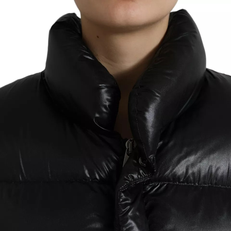 Dolce &amp; Gabbana Black Puffer Quilted Full Zip Coat Jacket