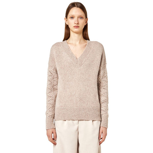 Alpha Studio beige wool and alpaca sweater