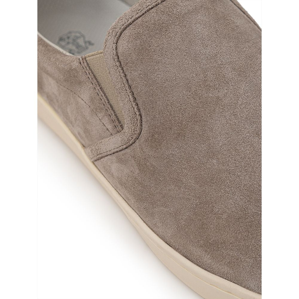 Brunello Cucinelli Gray Leather Sneakers