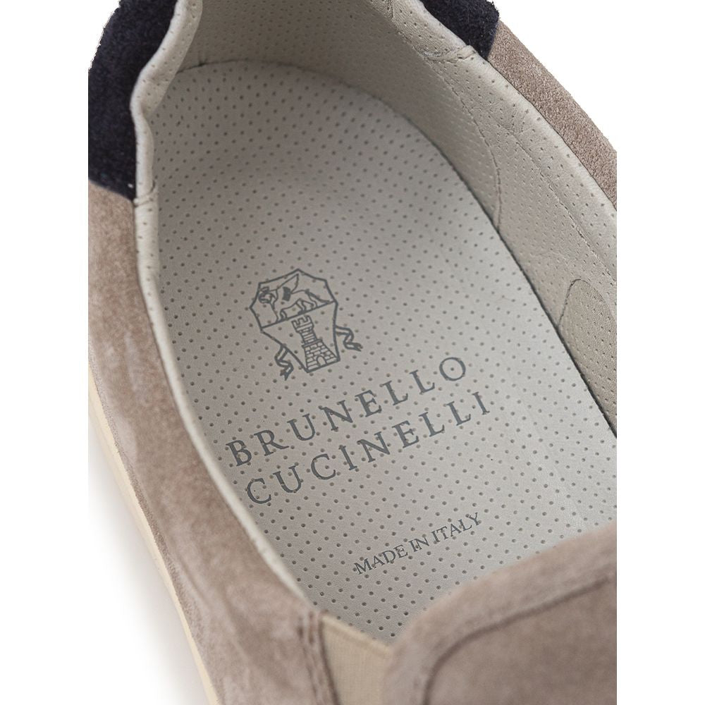 Brunello Cucinelli Gray Leather Sneakers