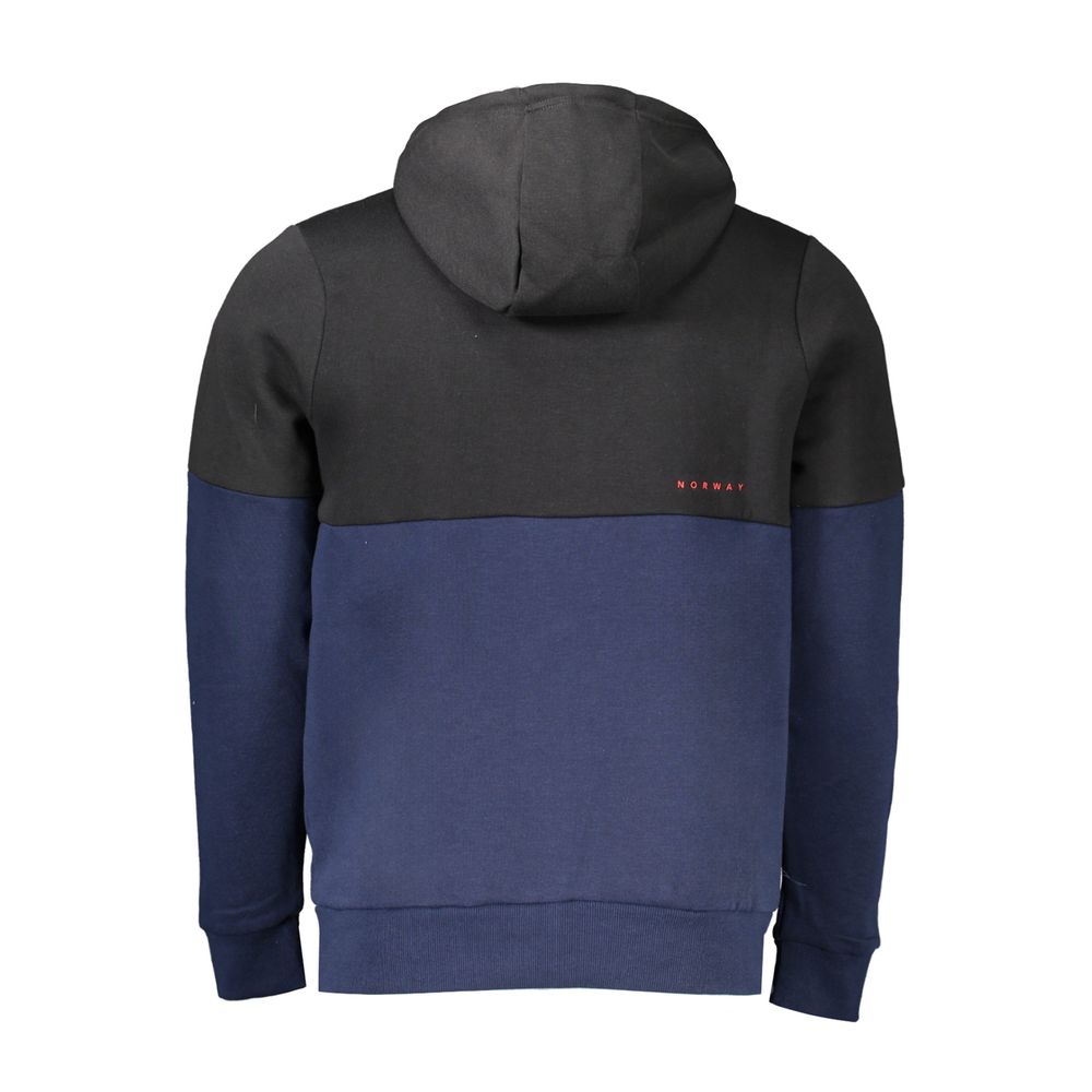 Norway 1963 Blauer Herrenpullover mit Kapuze aus Baumwolle