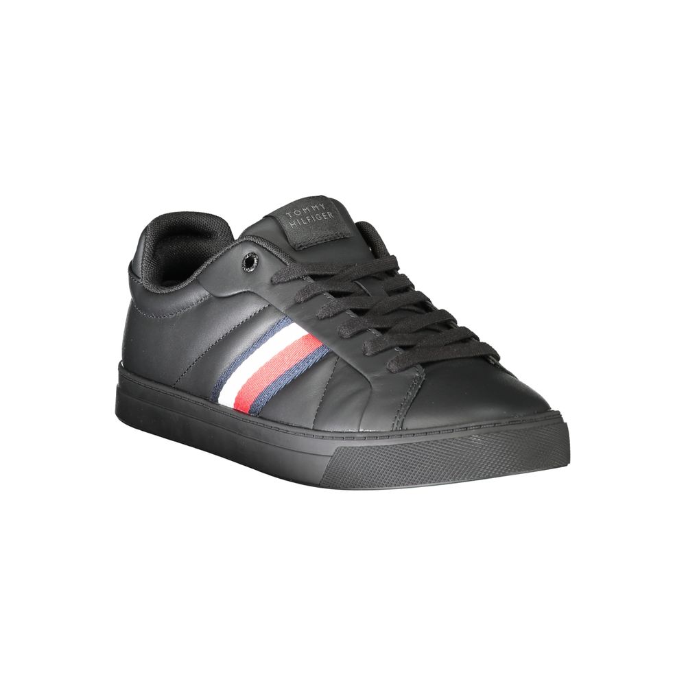 Tommy Hilfiger Black Leather Men's Sneakers