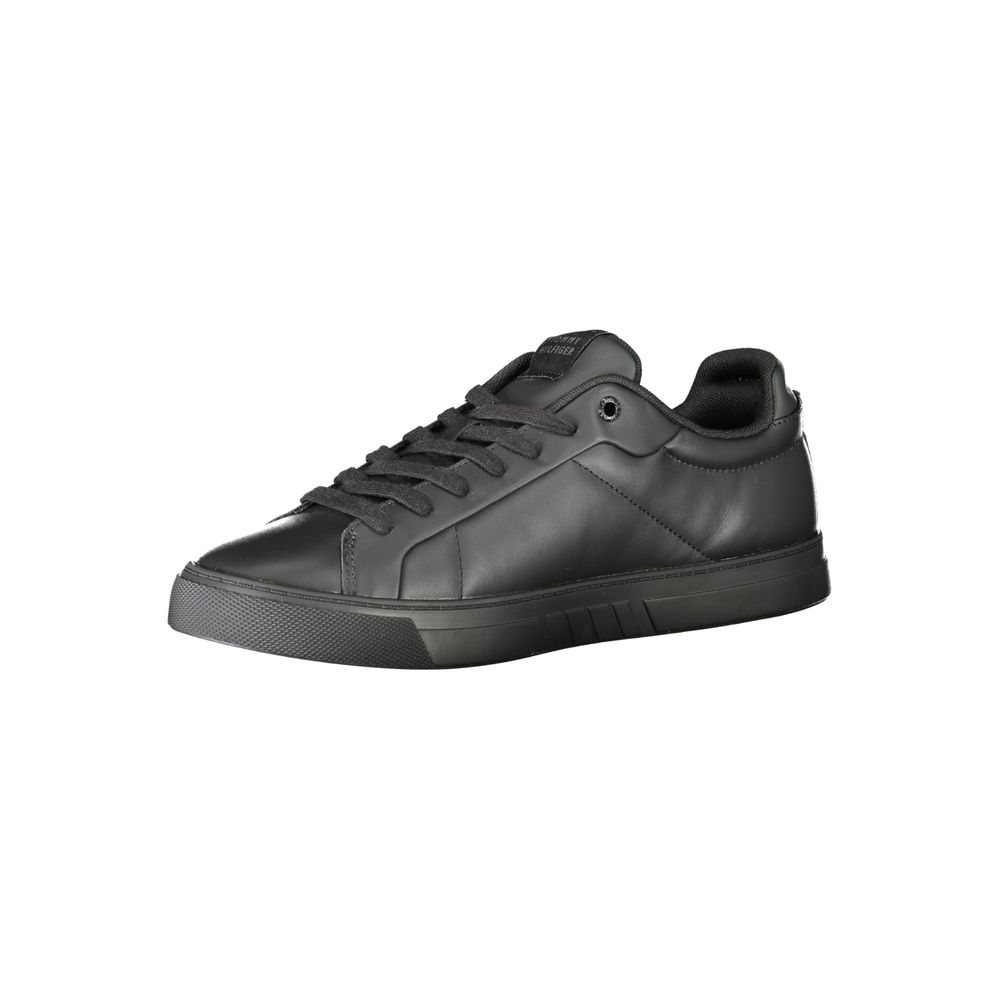 Tommy Hilfiger Black Leather Men's Sneakers