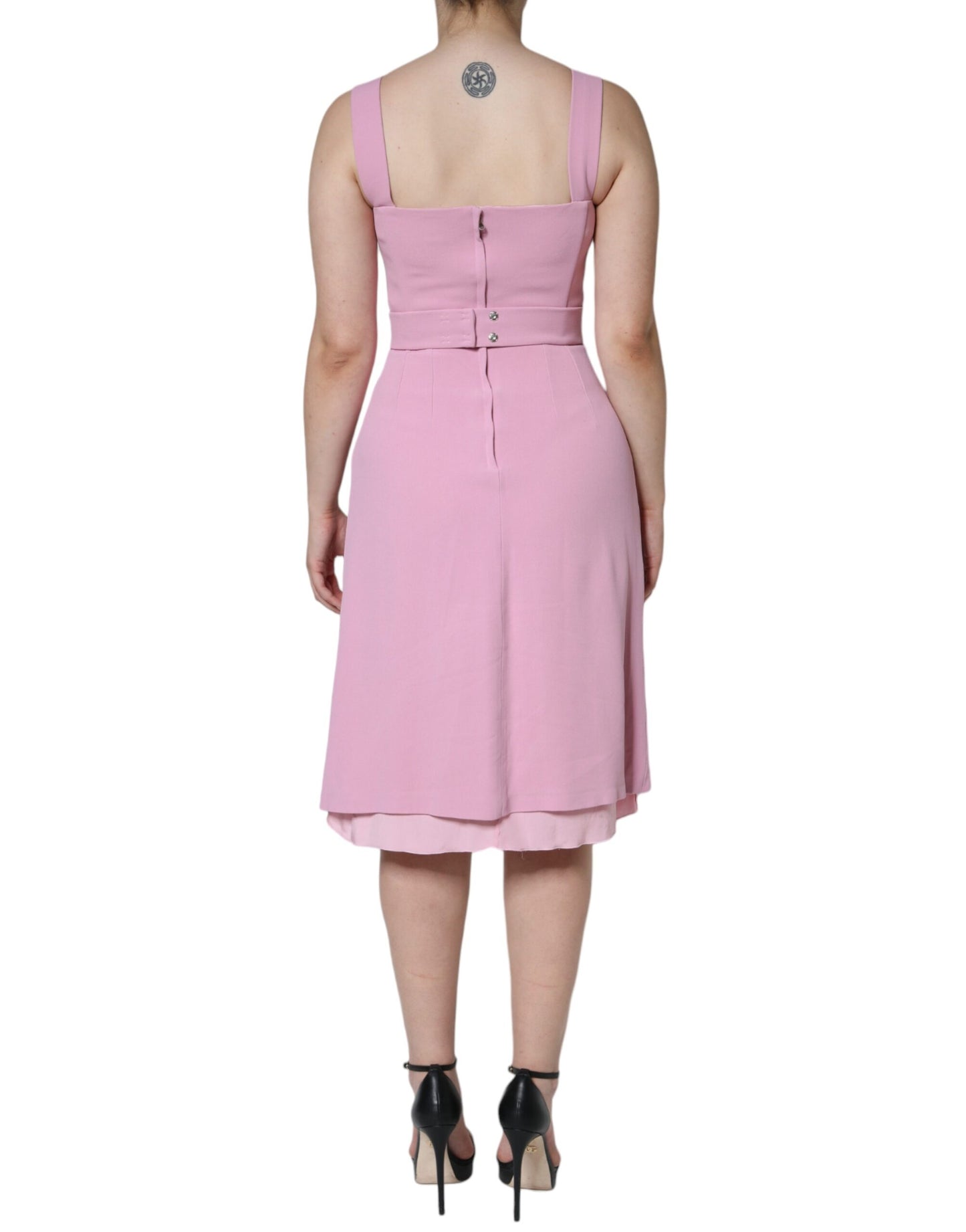 Dolce &amp; Gabbana Pink A-line Flare Viscose Sleeveless Dress