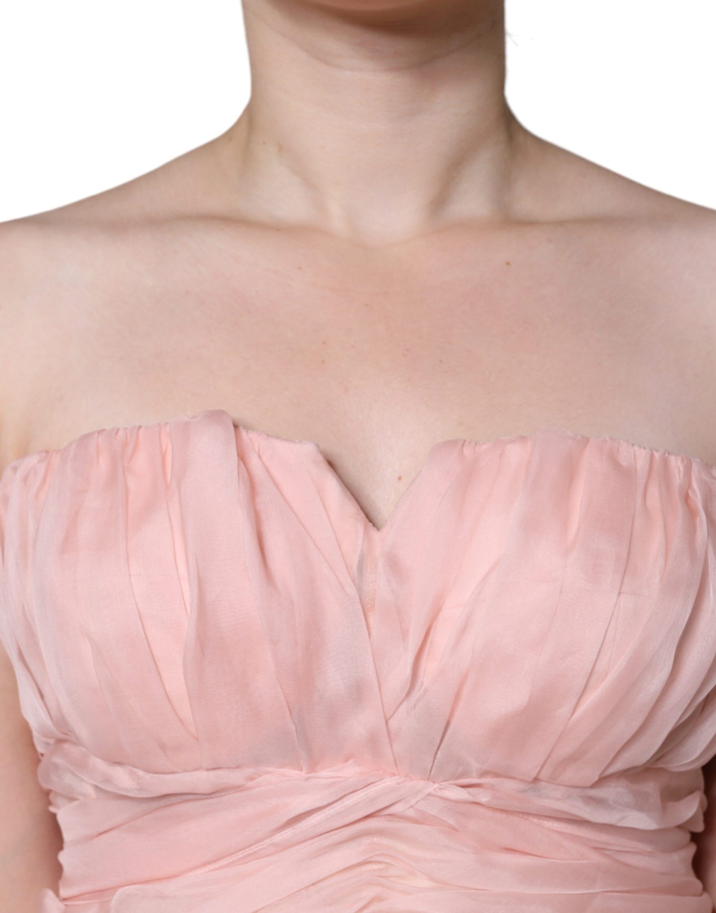 Dolce &amp; Gabbana Pink Silk Strapless Maxi A-line Gown Dress